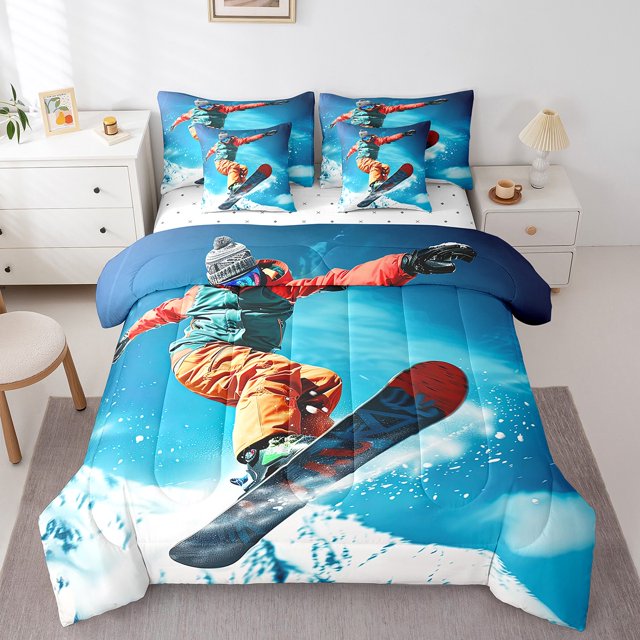 YST 7-Piece Ski Sports Comforter Set, Twin Size, Polyester