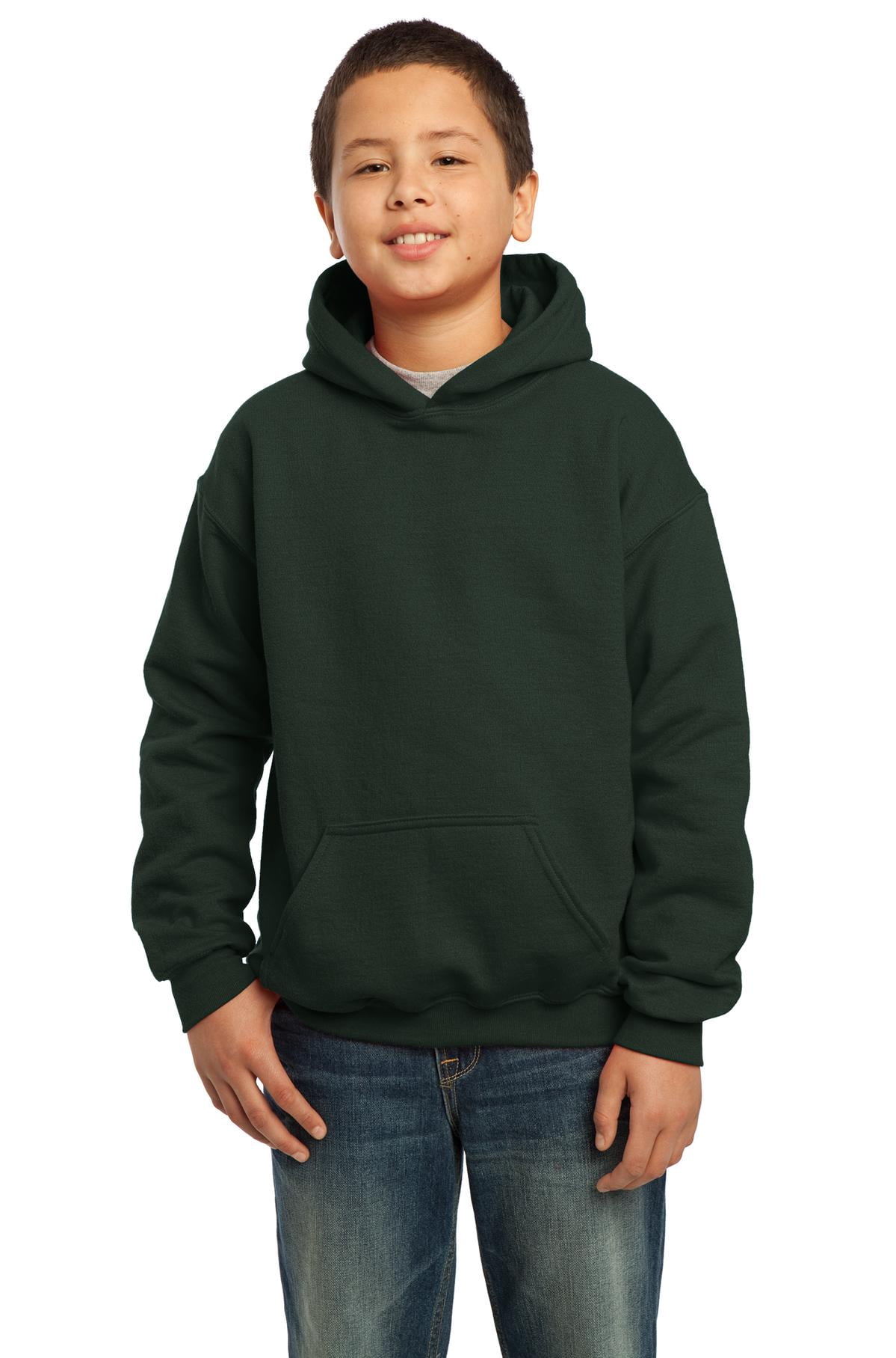 Gildan Boys Long Sleeve Front Pouch Pocket Hooded Sweatshirt. 18500B