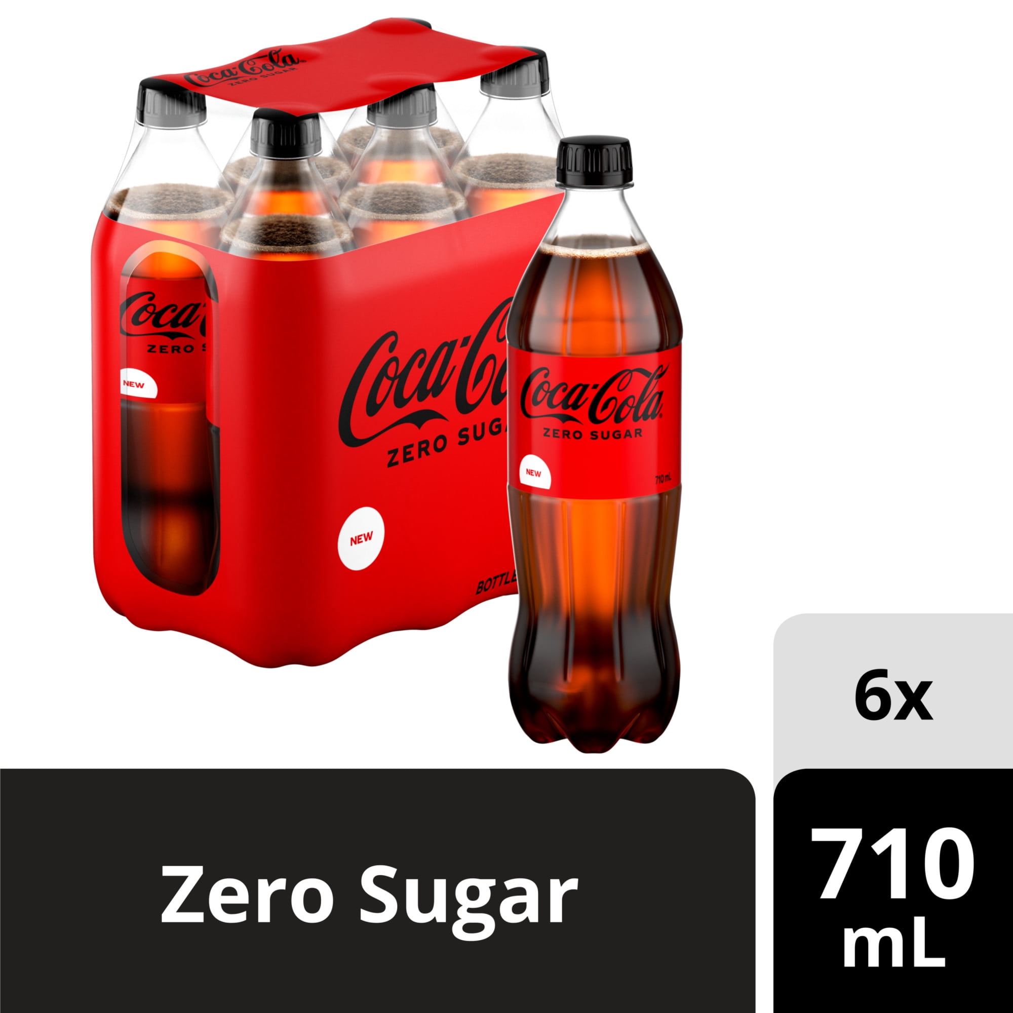 Coca-Cola Zero Sugar Soda Pop Bottles, 710 mL, 6 Pack