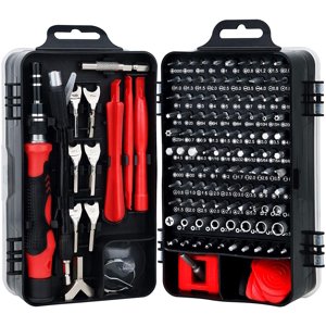 135 IN 1 Jeu de tournevis mécanique de précision, Mini Jeu d'outils de réparation, S2-Steel Jeu de tournevis de précision pour téléphone, PC etc., Ensemble tournevis, Ensemble de tournevis (rouge)