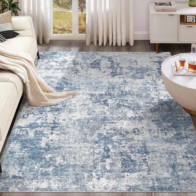 x Area Rug Living Room Rugs Washable Neutral Modern Abstract Soft Thin Large Rug Indoor Floor No Slip Rug Carpet for Bedroom Under Dining Table Home Office Decor Grey