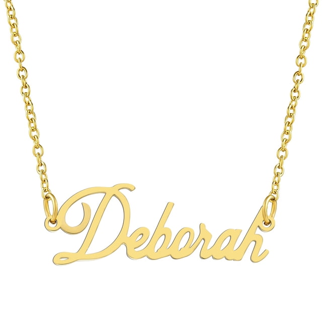 KISPER Collier Pendentif Prénom Personnalisé en Acier Inoxydable Plaqué Or 18K, Deborah