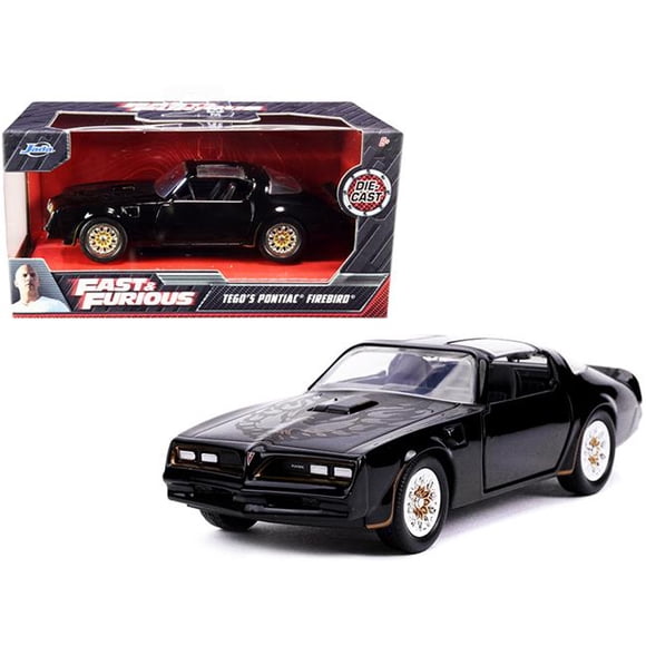 Jada 30763 Tegos Pontiac Firebird Black with Gold Stripes & Hood Bird Fast & Furious Series 1-32 Scale Diecast Model Car