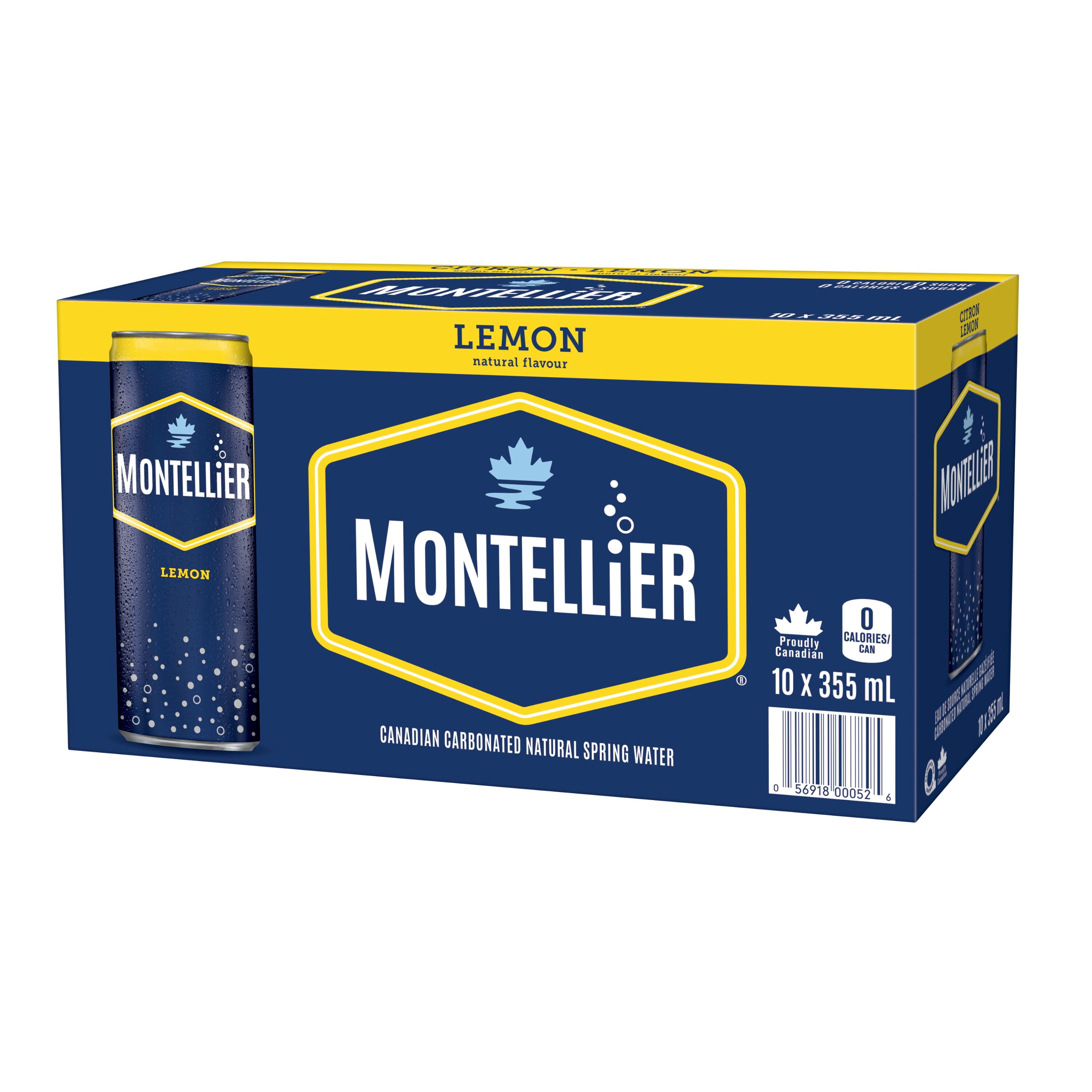 Montellier Lemon Natural Spring Water 10 x 355 ml, Cans