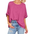 thumbnail image 2 of Plebaso T-Shirts Surdimensionnés pour Femmes Manches Courtes Col Rond T-Shirts d'Été Décontractés Amples Blouses 2025, 2 of 7