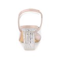 thumbnail image 2 of BLISSFUL STEP Women's Shoes Clear Slingback Rhinestone Peep Toe Block Heel Sandals Beige 10, 2 of 7