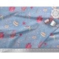 thumbnail image 2 of Soimoi Viscose Chiffon Fabric Coral,Shell & Sea Turtle Ocean Printed Fabric 1 Yard 42 Inch Wide, 2 of 3