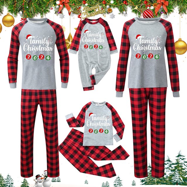 Pyjamas de Noël Assortis pour la Famille, Pyjamas de Noël pour Enfants, Imprimé de Noël 2024, Pull à Manches Longues Décontracté, Col Rond, Chandail à Capuchon pour Enfants, Pyjamas de Noël pour Famille, Taille Enfant : 8y