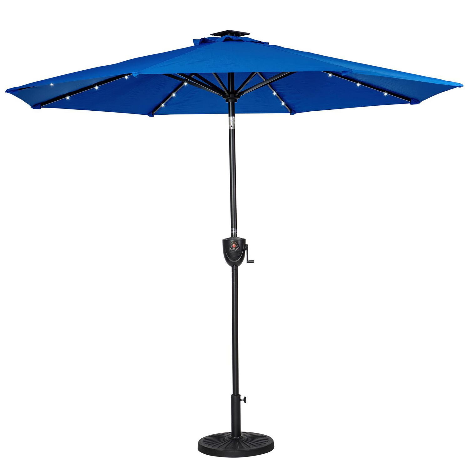 Parapluie solaire rond de 9 pi avec haut-parleur Bluetooth intégré Sun-Ray - Bleu royal