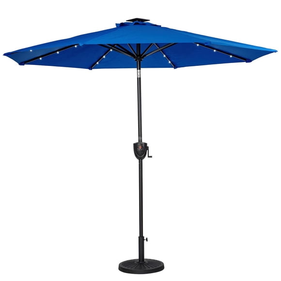 Parapluie solaire rond de 9 pi avec haut-parleur Bluetooth intégré Sun-Ray - Bleu royal