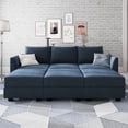 thumbnail image 1 of HONBAY Elegant Velvet Convertible Sleeper Sectional Sofa Bed with Storage, Navy Blue, 1 of 9