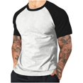 thumbnail image 1 of Plebaso Men's Color Block Tee Shirts Short Sleeve Crew Neck Casual T-Shirts Pullover Summer Tops for Men, 1 of 6