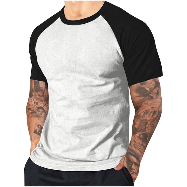 Plebaso Men's Color Block Tee Shirts Short Sleeve Crew Neck Casual T-Shirts Pullover Summer Tops for Men