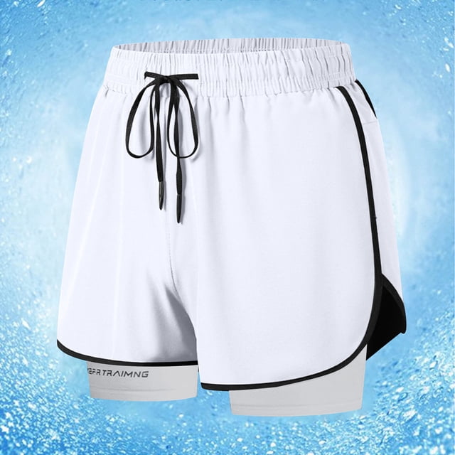 Styesk Mens Shorts Men Large Size Solid Color Casual Fashion Loose Sports Three-quarter Pants Drawstring Pockets Double Layer Exercise Shorts Pants