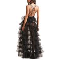 thumbnail image 3 of Fortune Women Tulle Skirt Solid Color Mesh Irregular Floor Length Party Skirt, 3 of 5