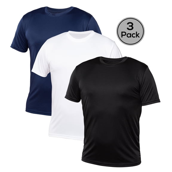 Blank Activewear Lot de 3 T-Shirts pour Hommes, Tissu de Performance à Séchage Rapide