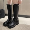 thumbnail image 1 of EGNMCR Bottes Hauteur Genou Automne Hiver Hautes Bout Rond Talon Épais Bottes Femmes Mode Décontractées, 1 of 5