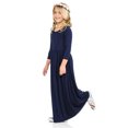 thumbnail image 4 of PMVFHDE Robe Longue Maxi de Fille à Manches Longues, Unie, Ample, Décontractée, Vacances, Printemps, avec Poches, 4-12 Ans, Bleu Foncé, 2-3 Ans, 4 of 5