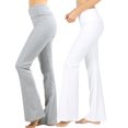 thumbnail image 1 of CHUANK Womens & Plus Stretch Cotton Fold-Over High Waist Bootcut Workout Flared Yoga Pants, 1 of 4