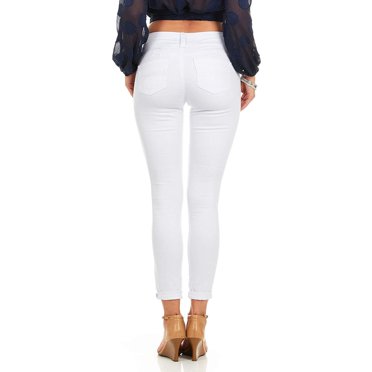 Jeans Intelligents Mignons Conviennent aux Femmes et aux Adolescentes / Juniors Grande Taille Taille Mi-Haute Denim Ajusté