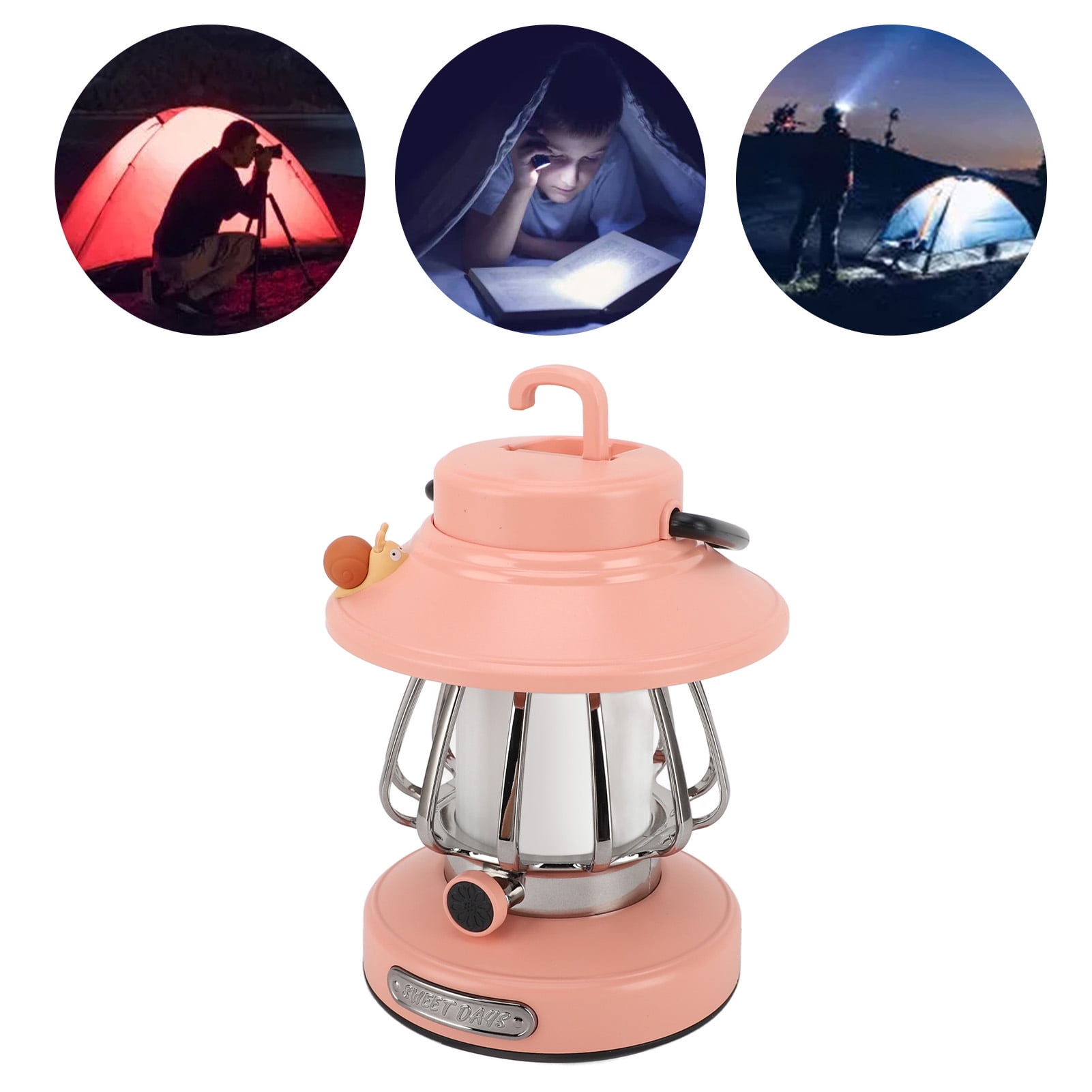 Retro Rechargeable Camping Lantern Infinite Dimming 3 Color Temperature Camping Lantern Portable Tent Light Emergency Light for Outdoor Camping Hiking Emergency Fishing