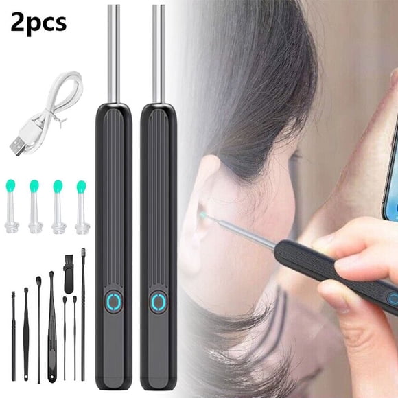 LNGOOR Ear Wax Removal with Camera 1296P HD Wireless Earwax Remover Tool with 6 LED Lights and 8 Ear Pick Kit Ear Cleaner for iOS & Android (Black)