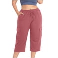 thumbnail image 3 of Wlynlyn Plus Size Capri Pants for Women Drawstring High Waisted Sweatpants Straight Leg Summer Cropped Trousers Size 4XL, 3 of 7