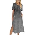 thumbnail image 2 of Ovzne Robes Grande Taille pour Femmes aux Formes Robe pour Femme Robe Décontractée d'Été pour Femme Robe de Printemps à Manches Courtes avec Poches Robe de Plage Évasée Robe Décontractée Robe Maxi Grande Taille à Manches Courtes P, 2 of 7