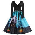 thumbnail image 1 of TIMIFIS Robe d'Halloween et d'Action de Grâce pour Femmes, Robe à Manches Longues, Citrouille Ajourée, Robe de Fête Décontractée Automne/hiver, 1 of 5