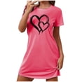 thumbnail image 1 of Mrat Chemises de Nuit pour Femmes Chemise de Nuit pour Femmes Vêtements de Nuit Manches Courtes Chemise de Nuit Décontractée Imprimée Robe de Nuit Ample Confortable Pyjama S-79 Rose Vif TG, 1 of 7
