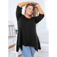 thumbnail image 4 of SHOWMALL Hauts Grande Taille pour Femmes Tunique Manches 3/4 Vêtements Noir 5X Blouse Tunique Évasée Vêtements Fendus Col Rond Chemise Fluide pour Leggings, 4 of 6