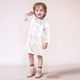 thumbnail image 2 of LUOGENLI Robe pour Enfants à Pois Fins Pailletée à Sequins à Manches Longues à Col Ras du Cou Robe T-Shirt Droite Jupe Maxi avec Short et Fente Argent 3-4 Ans, 2 of 4