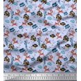 thumbnail image 1 of Soimoi Polyester Crepe Fabric Floral,Fish & Deer Cartoon Fabric Prints by Yard 42 Inch Wide, 1 of 3