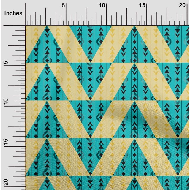 oneOone Georgette Viscose Fabric Stripe|Diamond & Triangle Geometric Print Sewing Fabric BTY 42 Inch Wide