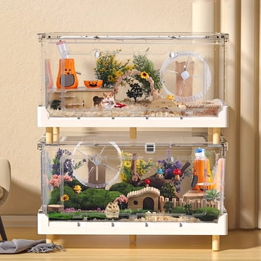 1pc Plastic Transparent Small Pet Cage, Folding Cage Hamster Cage For Hamster