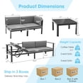 thumbnail image 2 of Gymax 3PCS Patio Furniture Set Aluminum Lounge Adjust Back Recliner Sofa Table Cushion, 2 of 10
