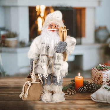 SuoKom Santa Claus Figurines 18Inch Christmas Standing Santa Claus Plush Doll Xmas Santa Claus Statue for Christmas Window Display Scene Home Desktop Decoration Xmas