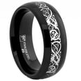 thumbnail image 1 of Dome Stainless Steel Black Men's Ring Band With Celtic Dragon Inlaid Design, 8mm Comfort Fit,, 1 of 1