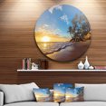 thumbnail image 1 of Designart - Paradise Tropical Island Beach Sunrise' Seashore Metal Circle Wall Art, 1 of 4