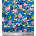 thumbnail image 1 of Soimoi polyester Crepe Fabric Leaves,Floral & Hummingbird Bird Printed Craft Fabric by the Yard 52 Inch Wide, 1 of 3