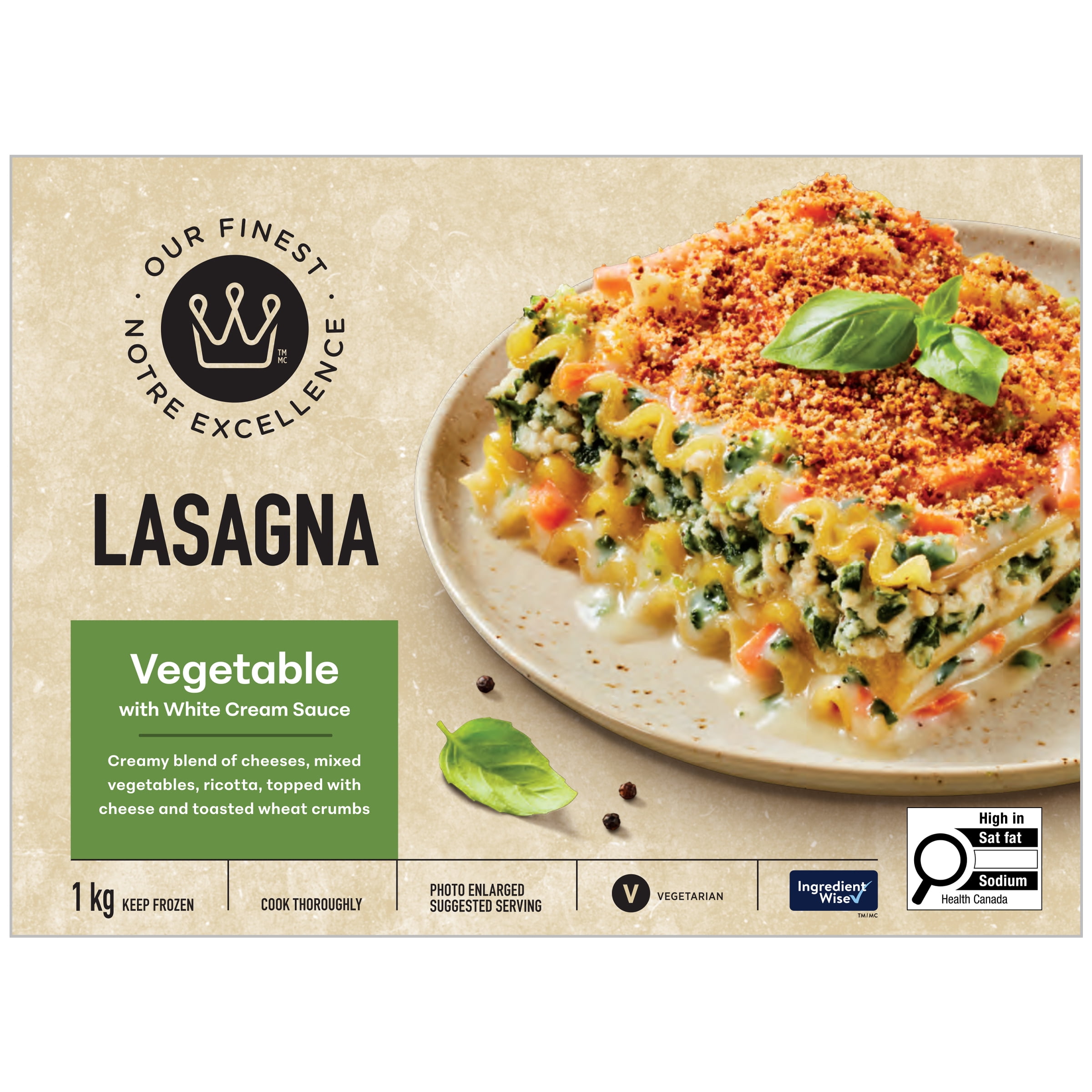 Our Finest Vegetable Lasagna with White Cream Sauce, 1 kg