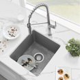 thumbnail image 2 of Stylish Dual Mount 16" Gray Composite Granite Single Bowl Kitchen Sink with Strainer S-816L, 2 of 12