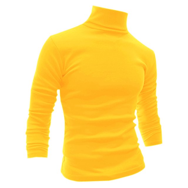 INSPIRE CHIC Chandails pour Hommes, Chandail à Col Roulé, Manches Longues, Extensible, Coupe Ajustée, Hauts 34 Jaune