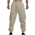 thumbnail image 4 of FAIWAD Men's Cargo Fleece Sweatpants Drawstring Stretch Elastic Waist Jogger Solid Color Sports Trousers, 4 of 4