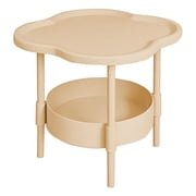 Tier Side Table, Folding Round End Table Small Nightstand with Two Removable Tray for Bedroom Living Room Small Spaces Bedside