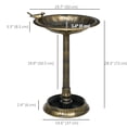 thumbnail image 3 of Outsunny Bird Bath for Outdoors, Birdbath with Bird Decoration, Bronze, 3 of 10