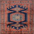 thumbnail image 1 of Ahgly Company Tapis d'Intérieur Lavables à la Machine, Tapis de Safran Rouge Traditionnel, Carré de 6', 1 of 7