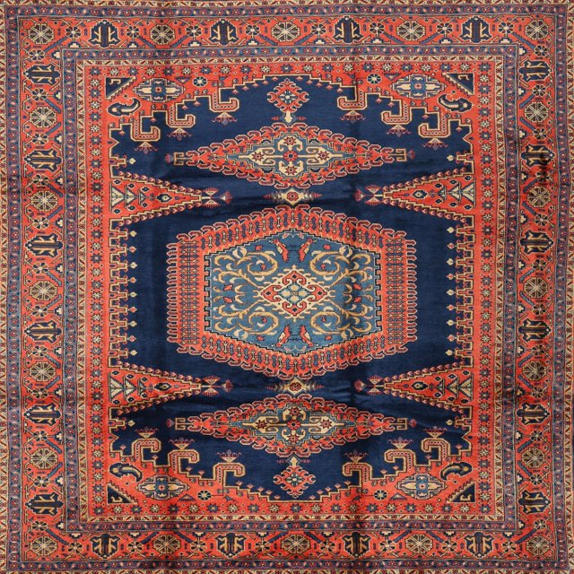 Ahgly Company Tapis d'Intérieur Lavables à la Machine, Tapis de Safran Rouge Traditionnel, Carré de 6'