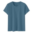 thumbnail image 4 of WTXUE T-Shirts à Manches Courtes, Chandails à Col Rond pour Femmes Chandails en Coton Chandails Amples T-Shirts Hauts Amples Unis / Décontractés pour Femmes Bleu Foncé TTG, 4 of 8