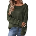 thumbnail image 1 of Penkiiy Chandails pour Femmes 2024 Mignon Élégant Doux Col Rond Manches Longues Ajouré Tricot Torsadé Chandail à Enfiler Hauts S Vert Armée, 1 of 7